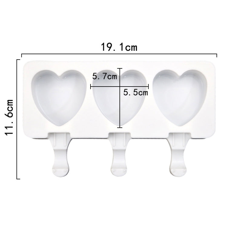 Khuôn làm kem hình trái tim 3 ô, khuôn pudding DIY không dính, 3 ô hình trái tim