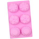 Khuôn bánh silicone hình hoa 6 ô 3 nhóm, khuôn làm bánh và xà phòng thủ công DIY, khuôn bánh trung thu hình hoa hướng dương, 6 ô hoa