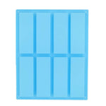Khuôn xà phòng thủ công hình chữ nhật 8 ô bằng silicone, khuôn liệu liệu hương thơm DIY, màu xanh nhạt, tím, hồng