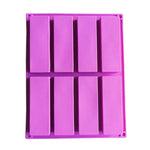 Khuôn xà phòng thủ công hình chữ nhật 8 ô bằng silicone, khuôn liệu liệu hương thơm DIY, màu xanh nhạt, tím, hồng