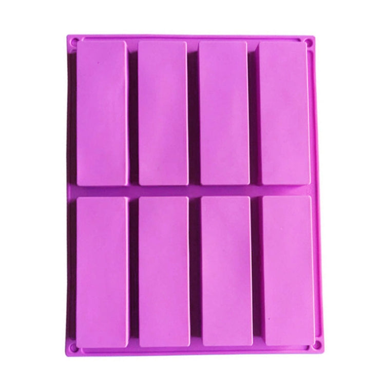 Khuôn xà phòng thủ công hình chữ nhật 8 ô bằng silicone, khuôn liệu liệu hương thơm DIY, màu xanh nhạt, tím, hồng