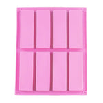 Khuôn xà phòng thủ công hình chữ nhật 8 ô bằng silicone, khuôn liệu liệu hương thơm DIY, màu xanh nhạt, tím, hồng