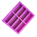 Khuôn xà phòng thủ công hình chữ nhật 8 ô bằng silicone, khuôn liệu liệu hương thơm DIY, màu xanh nhạt, tím, hồng