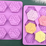 Khuôn bánh tổ ong 6 ô bằng silicone, khuôn xà phòng hương thơm thủ công, 6 ô tổ ong