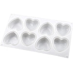 Khuôn socola hình trái tim 8 ô bằng silicone, khuôn xà phòng hương thơm thủ công, 8 ô hình trái tim