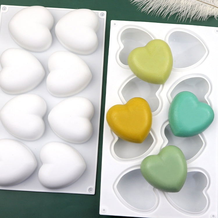 Khuôn socola hình trái tim 8 ô bằng silicone, khuôn xà phòng hương thơm thủ công, 8 ô hình trái tim