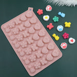 Khuôn silicone trang trí bánh quy và kẹo DIY 34 ô hình mèo, bướm, hoa, 34 ô mèo, bướm, hoa