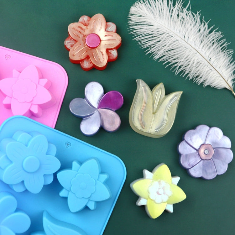 Khuôn silicone làm bánh hình hoa 6 ô DIY khuôn xà phòng thủ công, 6 ô hoa
