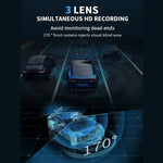 Camera 3 ống kính màn hình IPS 3 inch WiFi cho xe hơi, Camera hành trình 1080P có tầm nhìn ban đêm cho ô tô, 32G, 64G