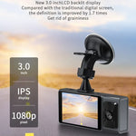 Camera 3 ống kính màn hình IPS 3 inch WiFi cho xe hơi, Camera hành trình 1080P có tầm nhìn ban đêm cho ô tô, 32G, 64G