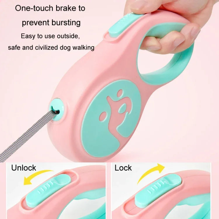Dây Dẫn Đi Bộ Chó Nhỏ Và Trung Bình Tự Động Thu Gọn Di Động, 5m