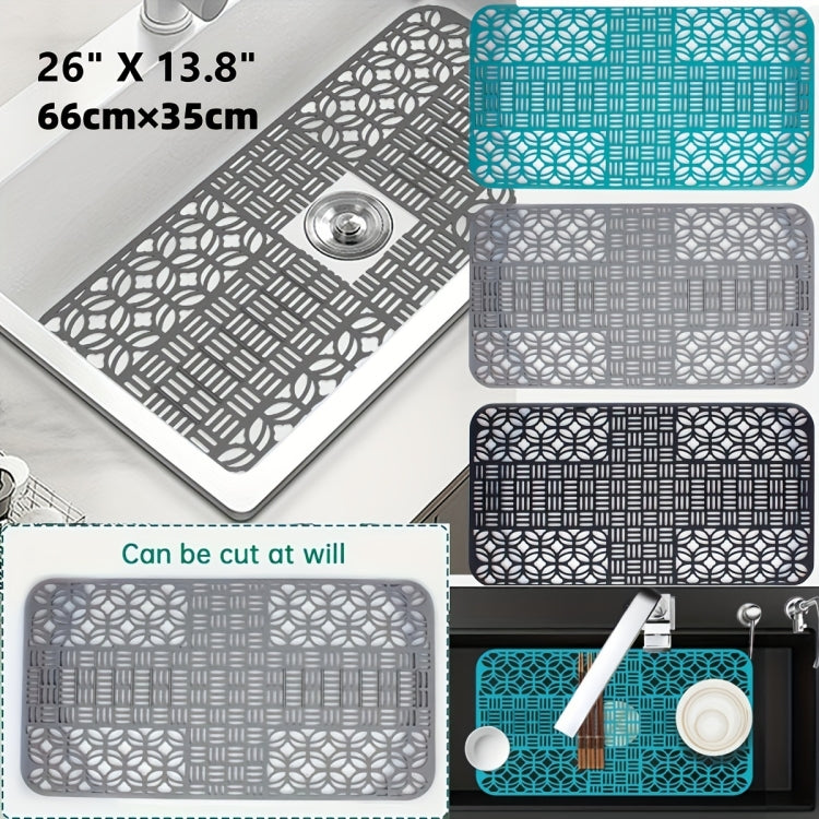 Thảm chậu rửa silicone có thể cắt, thảm chậu bếp, thảm để chén đĩa 66 x 35cm