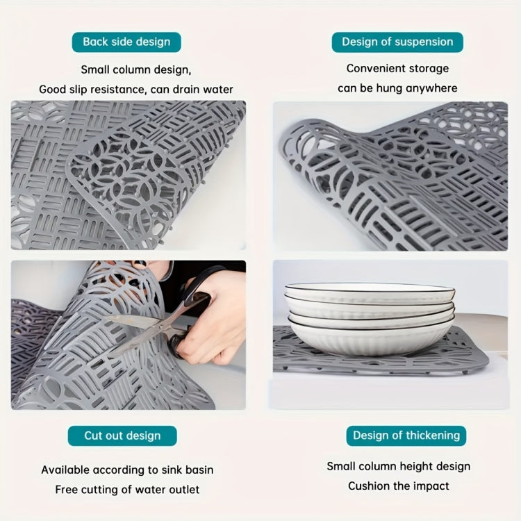 Thảm chậu rửa silicone có thể cắt, thảm chậu bếp, thảm để chén đĩa 66 x 35cm