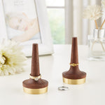 Black Walnut Wood With Brass Stand Ring Holder For Jewelry, Ring Holder