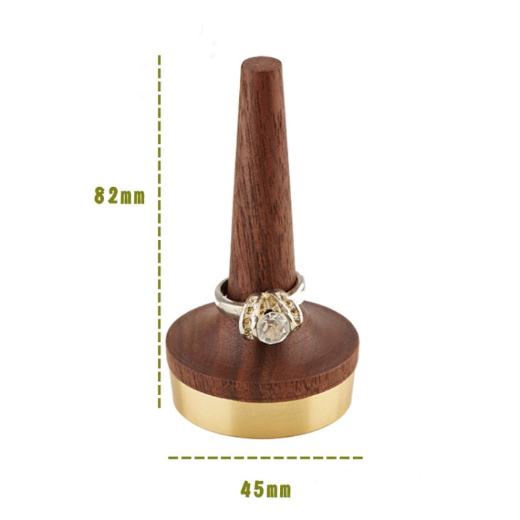 Black Walnut Wood With Brass Stand Ring Holder For Jewelry, Ring Holder