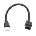 Cáp chuyển đổi USB-A đực sang 9Pin bo mạch chủ tích hợp RGB dữ liệu ra cổng U ngoài, USB-A đực sang 9Pin