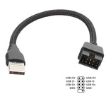 Cáp chuyển đổi USB-A đực sang 9Pin bo mạch chủ tích hợp RGB dữ liệu ra cổng U ngoài, USB-A đực sang 9Pin