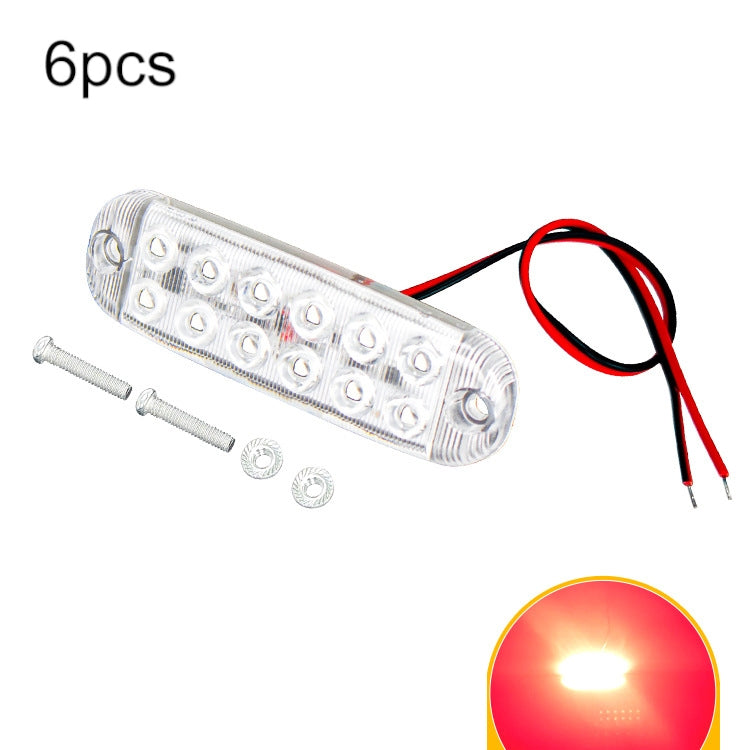 6pcs 12-Bead LED Flashing Warning Lights Motorcycle RV Signal Lights, White Light, Yellow Light, Red Light, Blue Light, Green Light