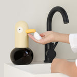 Máy rửa tay tự động tạo bọt hình vịt dễ thương, máy rửa tay không chạm sạc lại cho phòng tắm bếp, màu xanh dương, vàng