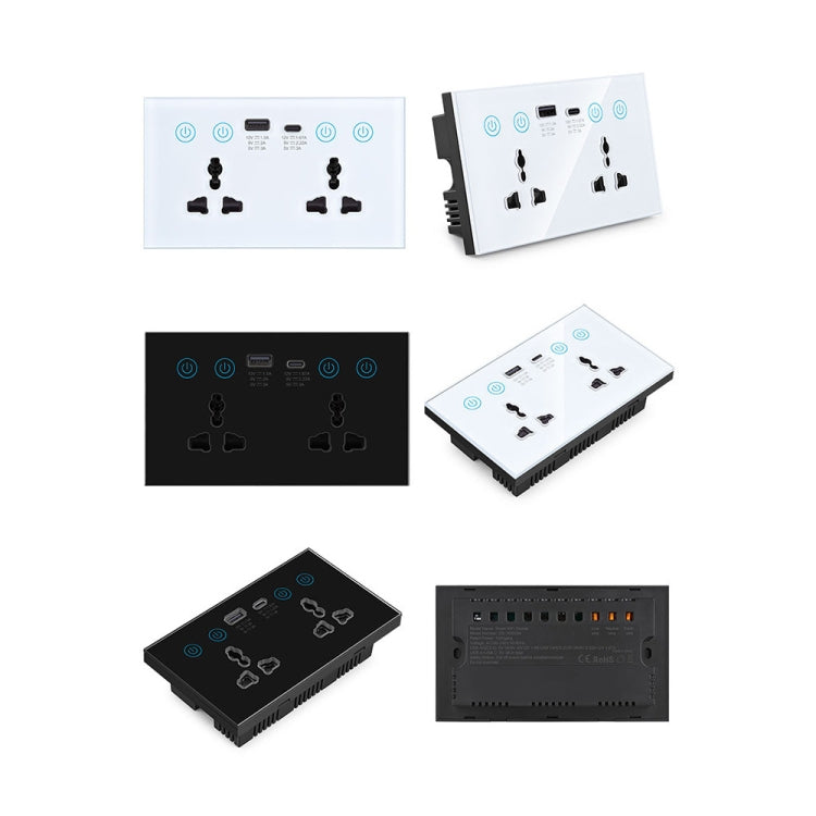 Ổ cắm thông minh Graffiti với công tắc USB+Type-C cổng đôi điều khiển từ xa, phích cắm UK, Wifi trắng, Wifi đen, ZigBee trắng, ZigBee đen