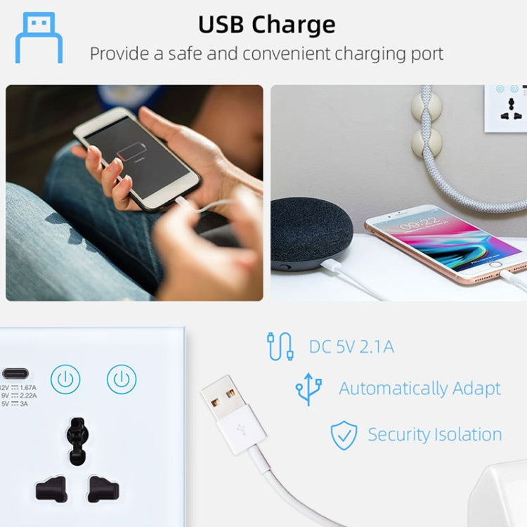 Ổ cắm thông minh Graffiti với công tắc USB+Type-C cổng đôi điều khiển từ xa, phích cắm UK, Wifi trắng, Wifi đen, ZigBee trắng, ZigBee đen