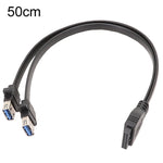 Cáp bảng USB3.0 19Pin trước bo mạch chủ sang cáp phẳng dữ liệu hai cổng A cái, dài 30cm, 50cm, 80cm