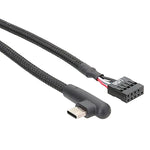 Cáp dữ liệu USB 9Pin sang Type-C góc bo mạch chủ, cáp mạng bện, dài 60cm góc