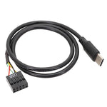 Cáp dữ liệu USB 9Pin sang Type-C thẳng bo mạch chủ, cáp bọc kép, dài 50cm thẳng