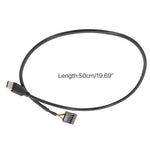 Cáp dữ liệu USB 9Pin sang Type-C thẳng bo mạch chủ, cáp bọc kép, dài 50cm thẳng