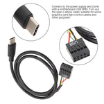 Cáp dữ liệu USB 9Pin sang Type-C thẳng bo mạch chủ, cáp bọc kép, dài 50cm thẳng