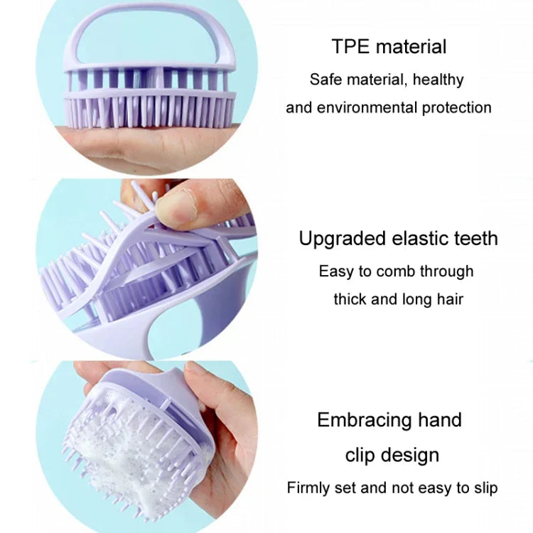 Bàn chải gội đầu silicon làm sạch da đầu, bàn chải massage cầm tay dùng khi tóc ướt và khô