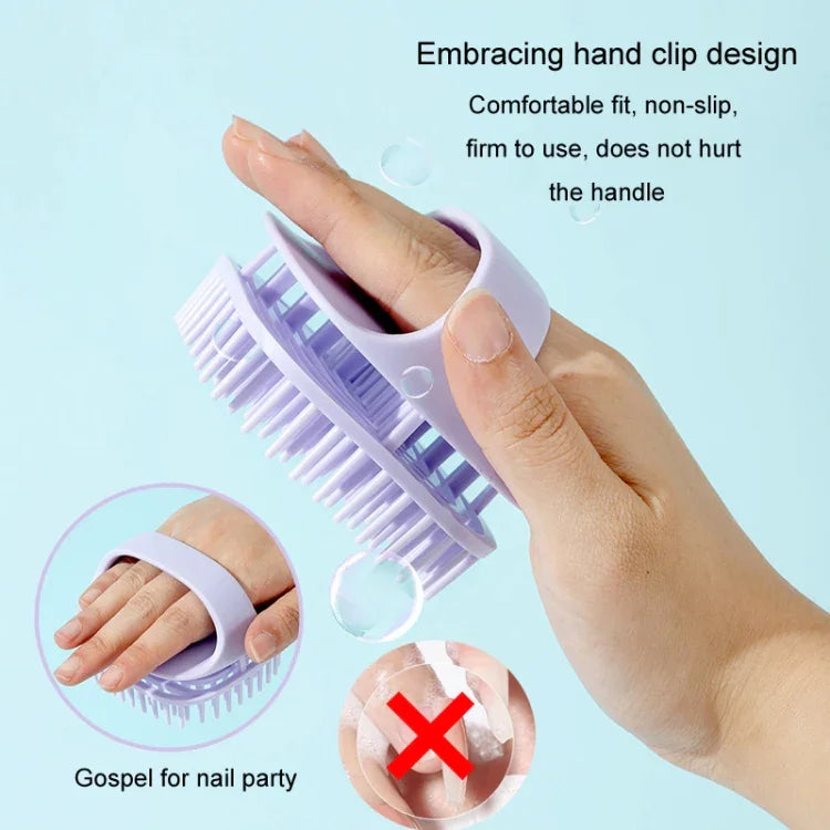 Bàn chải gội đầu silicon làm sạch da đầu, bàn chải massage cầm tay dùng khi tóc ướt và khô