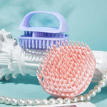 Bàn chải gội đầu silicon làm sạch da đầu, bàn chải massage cầm tay dùng khi tóc ướt và khô