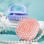 Bàn chải gội đầu silicon làm sạch da đầu, bàn chải massage cầm tay dùng khi tóc ướt và khô