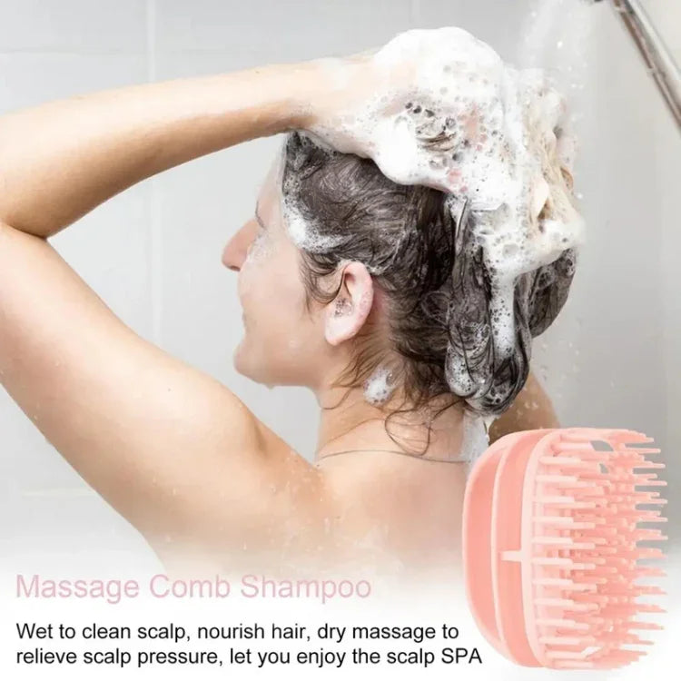 Bàn chải gội đầu silicon làm sạch da đầu, bàn chải massage cầm tay dùng khi tóc ướt và khô