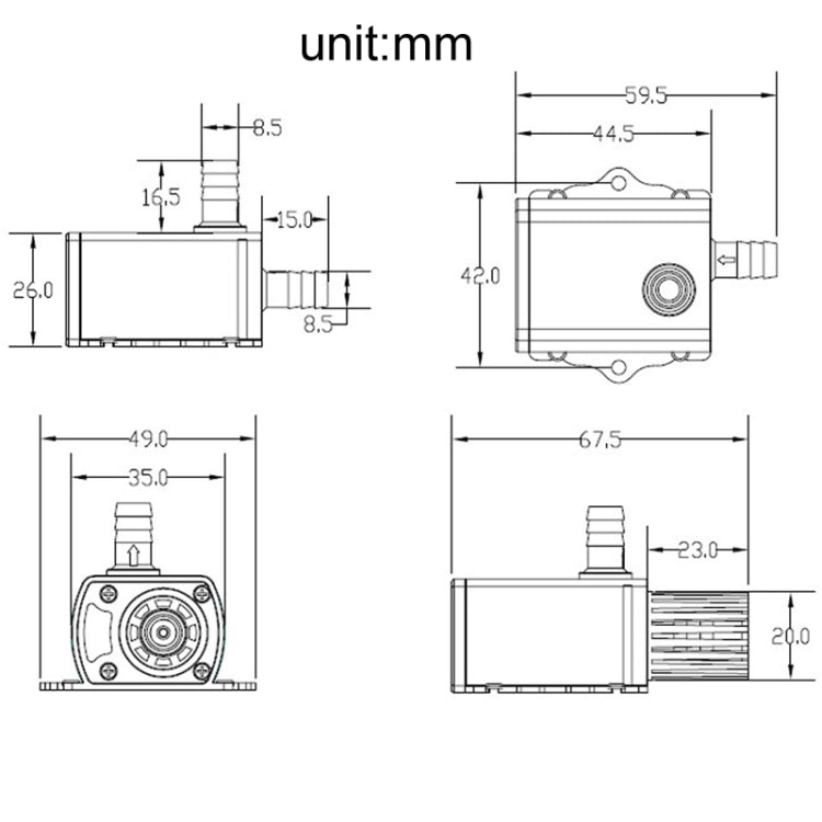 Bơm nước tuần hoàn lạnh không chổi than DC12V, Mã QR50C