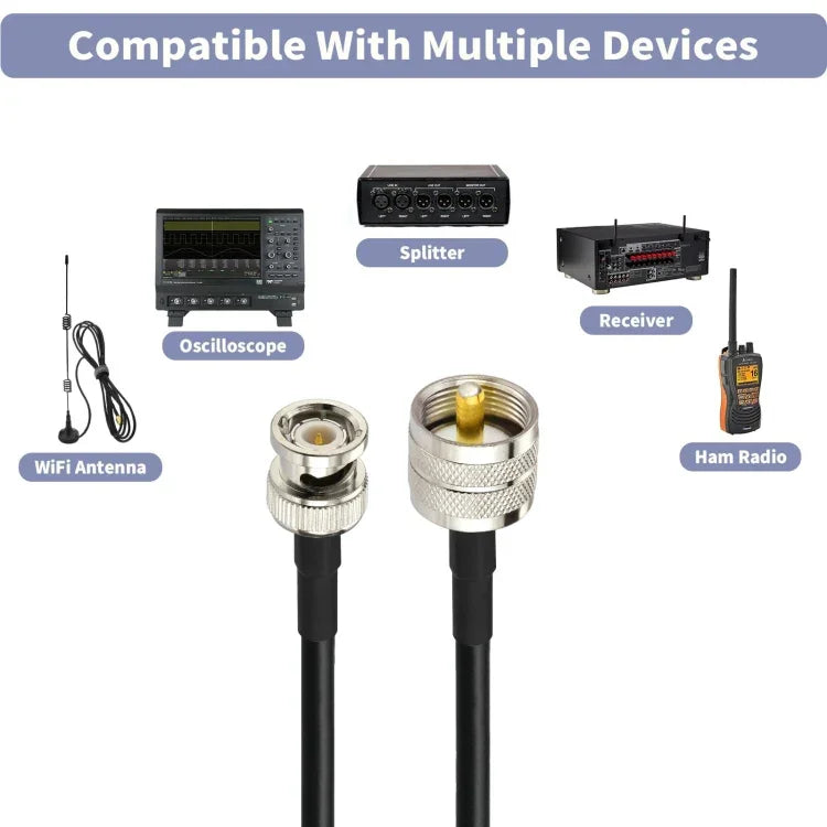 Cáp chuyển đổi BNC đực sang UHF đực RG58, 0.5m, 1m, 2m, 3m, 5m, 8m, 10m