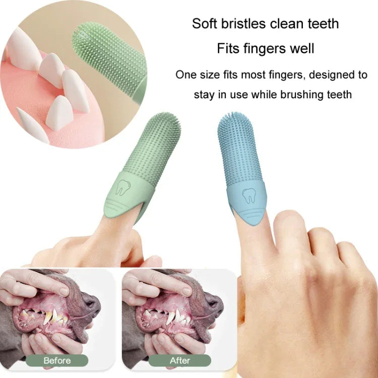 Bàn chải đánh răng ngón tay thú cưng Mèo Chó Bàn chải silicon Dụng cụ chăm sóc vệ sinh miệng thú cưng