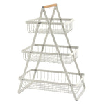 Giỏ đựng trái cây cầm tay 3 tầng có thể tháo rời, giỏ đựng bánh mì và đồ ăn nhẹ phòng khách và bếp, màu đen, trắng, xám