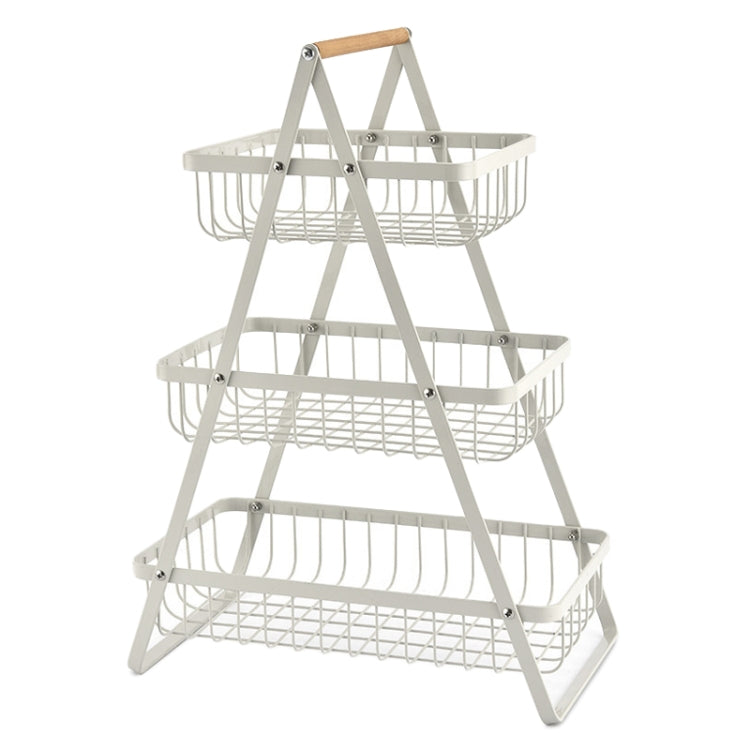 Giỏ đựng trái cây cầm tay 3 tầng có thể tháo rời, giỏ đựng bánh mì và đồ ăn nhẹ phòng khách và bếp, màu đen, trắng, xám