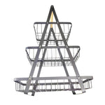 Giỏ đựng trái cây cầm tay 3 tầng có thể tháo rời, giỏ đựng bánh mì và đồ ăn nhẹ phòng khách và bếp, màu đen, trắng, xám