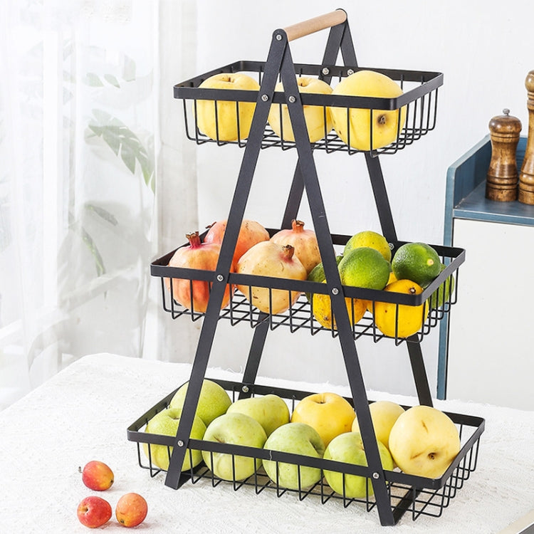 Giỏ đựng trái cây cầm tay 3 tầng có thể tháo rời, giỏ đựng bánh mì và đồ ăn nhẹ phòng khách và bếp, màu đen, trắng, xám