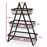 Giỏ đựng trái cây cầm tay 3 tầng có thể tháo rời, giỏ đựng bánh mì và đồ ăn nhẹ phòng khách và bếp, màu đen, trắng, xám