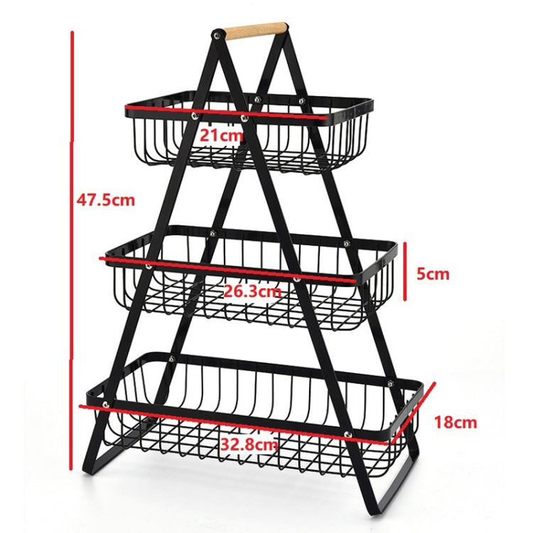 Giỏ đựng trái cây cầm tay 3 tầng có thể tháo rời, giỏ đựng bánh mì và đồ ăn nhẹ phòng khách và bếp, màu đen, trắng, xám