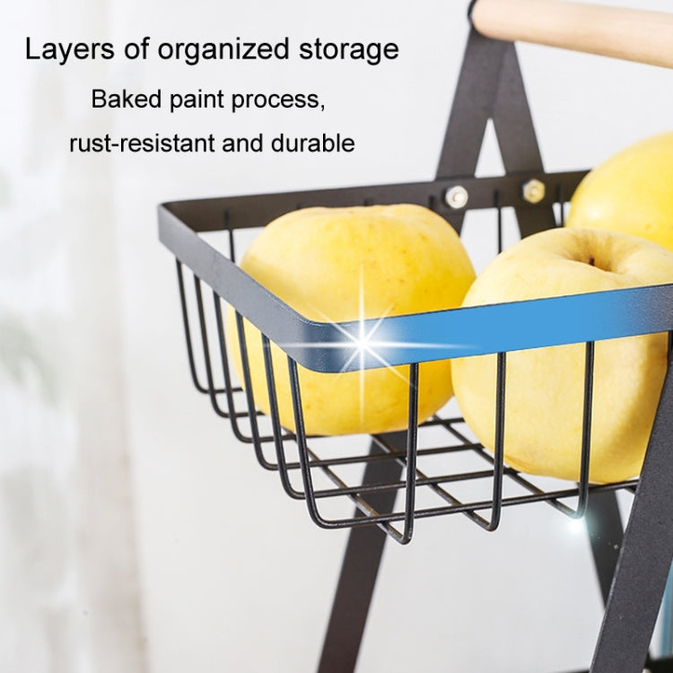 Giỏ đựng trái cây cầm tay 3 tầng có thể tháo rời, giỏ đựng bánh mì và đồ ăn nhẹ phòng khách và bếp, màu đen, trắng, xám