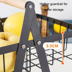 Giỏ đựng trái cây cầm tay 3 tầng có thể tháo rời, giỏ đựng bánh mì và đồ ăn nhẹ phòng khách và bếp, màu đen, trắng, xám