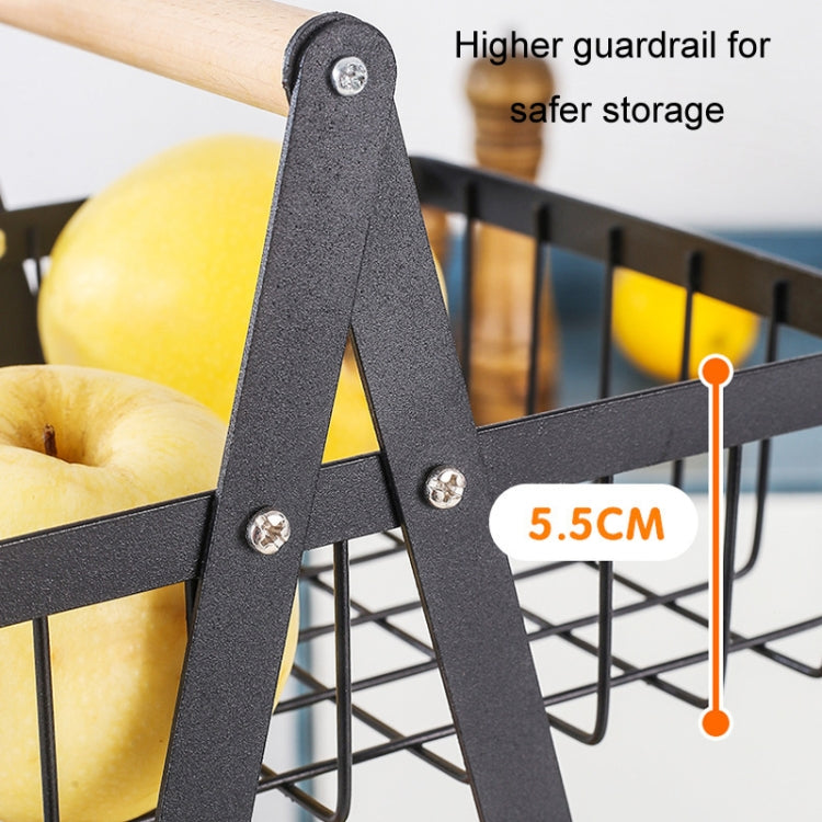 Giỏ đựng trái cây cầm tay 3 tầng có thể tháo rời, giỏ đựng bánh mì và đồ ăn nhẹ phòng khách và bếp, màu đen, trắng, xám