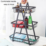 Giỏ đựng trái cây cầm tay 3 tầng có thể tháo rời, giỏ đựng bánh mì và đồ ăn nhẹ phòng khách và bếp, màu đen, trắng, xám