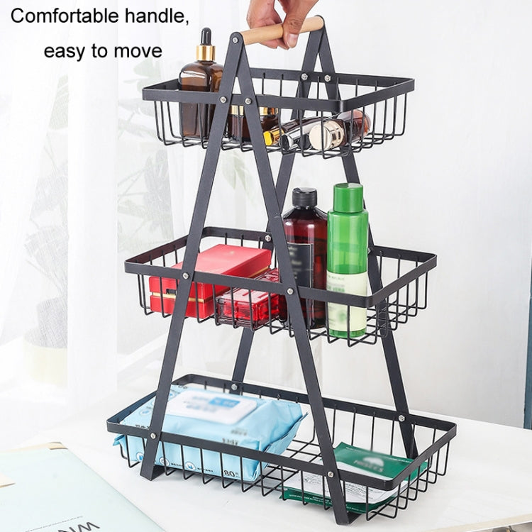 Giỏ đựng trái cây cầm tay 3 tầng có thể tháo rời, giỏ đựng bánh mì và đồ ăn nhẹ phòng khách và bếp, màu đen, trắng, xám