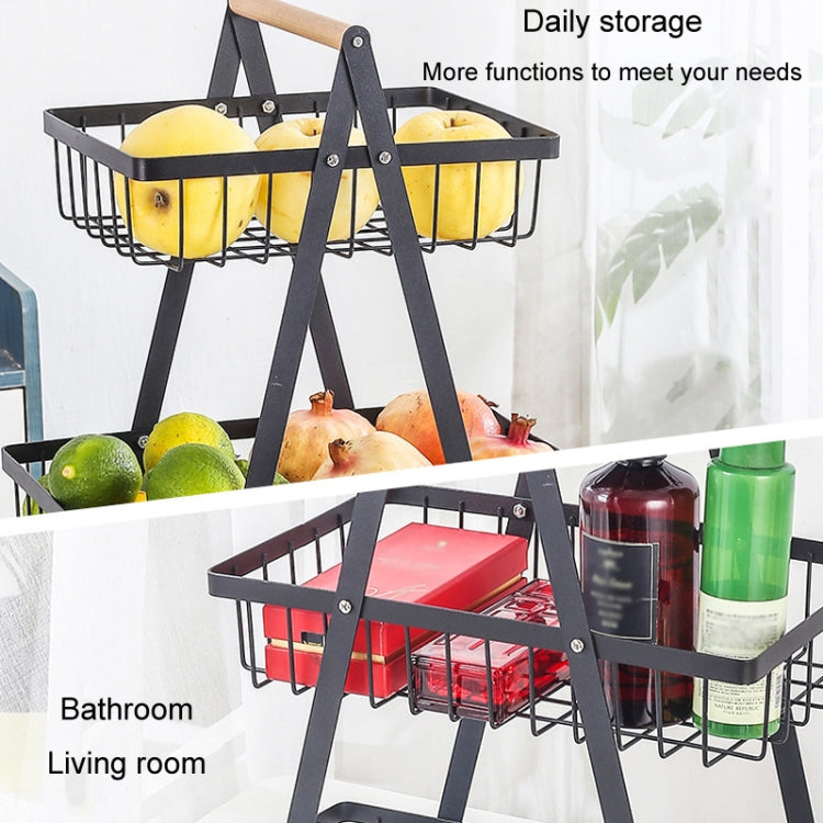 Giỏ đựng trái cây cầm tay 3 tầng có thể tháo rời, giỏ đựng bánh mì và đồ ăn nhẹ phòng khách và bếp, màu đen, trắng, xám